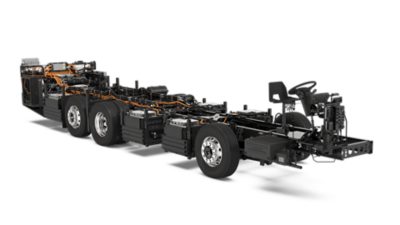Studio image of a Volvo BZR Electric coach chassis