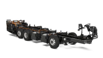 Studio image of a Volvo BZR Electric coach chassis