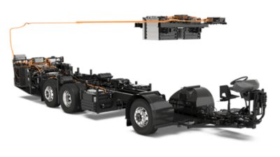 A Volvo BZR Low Entry Electric 6x2 bus chassis