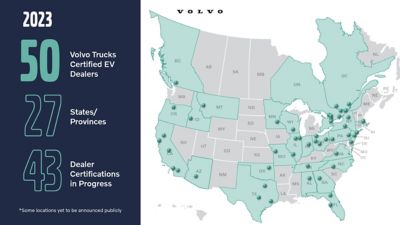 With the addition of Vanguard Truck Centers’s five locations, the Volvo Trucks Certified EV Dealer network has expanded into 24 U.S. states and three Canadian provinces across North America. 