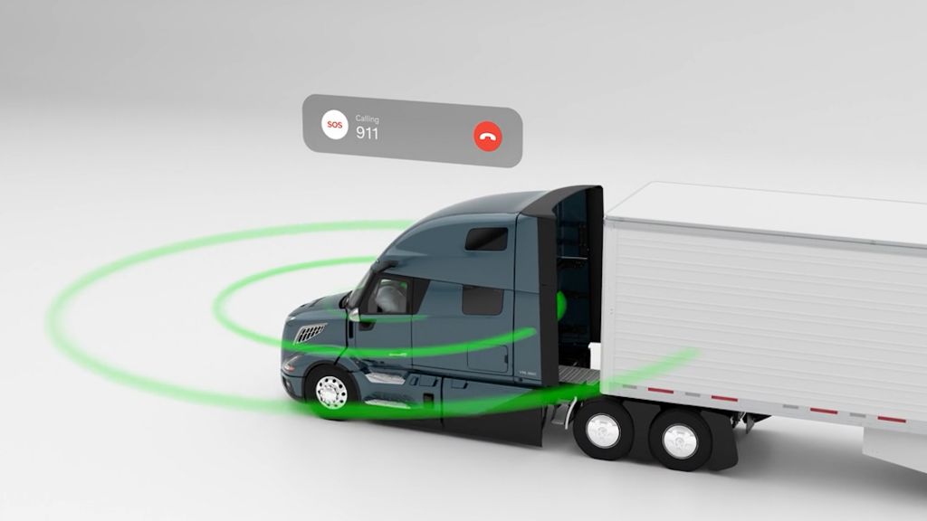 in the event of a rollover or air bag deployment, Volvo Trucks industry-first E-Call safety system automatically calls 911 if SOS signal coverage is available, sharing the truck’s precise GPS location with first responders to improve response time.