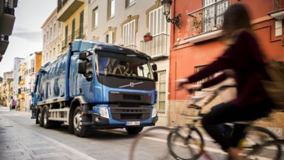Volvo FE chassis cyclist blue truck