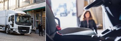 Kabina vozidla Volvo FE pro snadné nastupování nabízí snadný přístup, prostor pro cestující a skládací dveře.