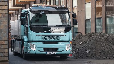 The Volvo FE bumper is made from three separate pieces.