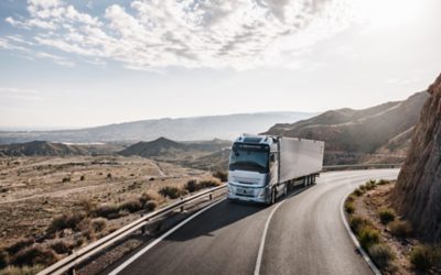 Volvo FH Aero driving among mountains