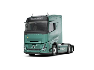 Volvo FH Aero Electric truck shown in a clean studio setting from a front three‑quarter angle.