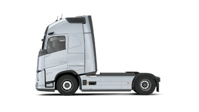 Side view of a Volvo FH Aero truck chassis on a clean white background.