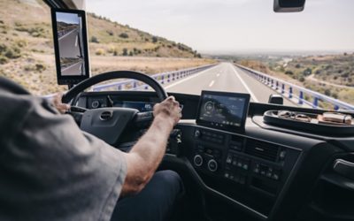 Man inside of truck driving