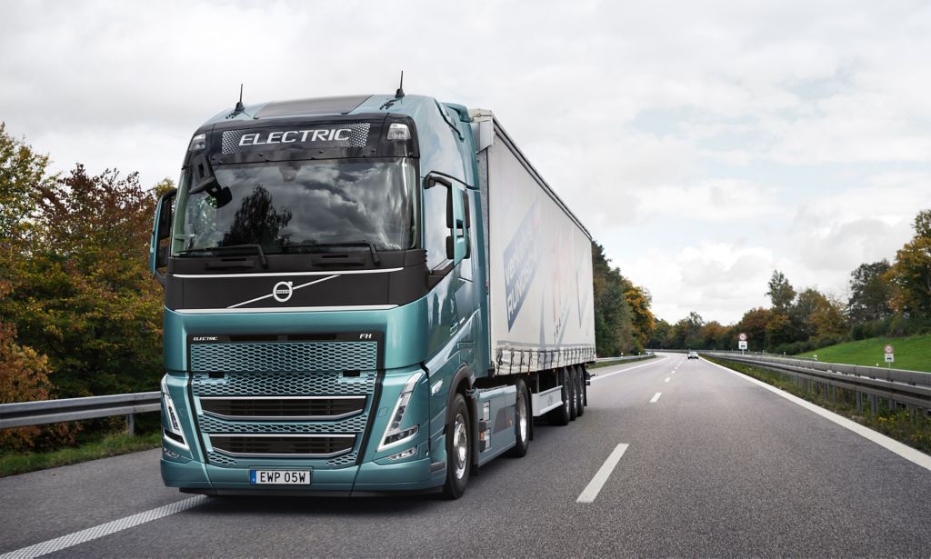 Volvo FH Electric truck driving on a highway