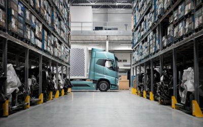 Volvo FH Electric inside a warehouse