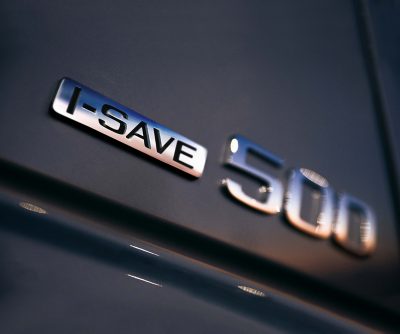 Volvo I-Save badge op truck