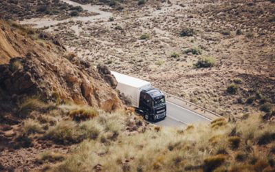 Volvo FH16 Aero driving among mountains