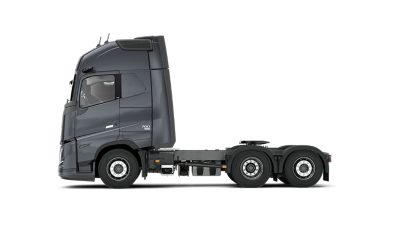 Side view of a Volvo FH16 Aero truck chassis on a clean white background.