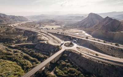 Roads and mountains from above