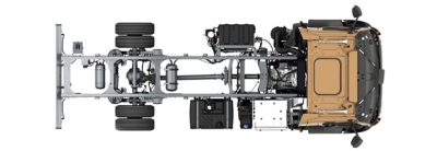 Volvo FL:n alustassa on useita vaihtoehtoja komponenttien sijoittamiseen.