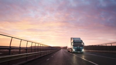 Truck driving on road