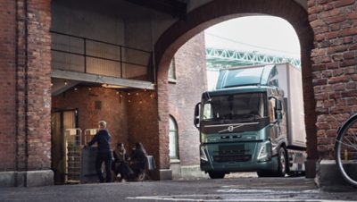 Volvo FH Electric inside a warehouse