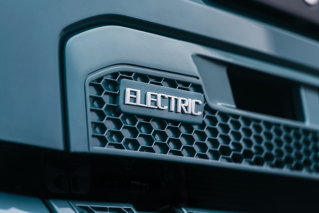 Volvo electric trucks - close up on the honeycomb pattern in the grill