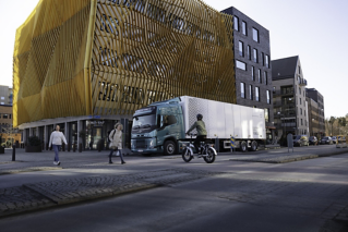 Volvo FM Electric truck driving in society