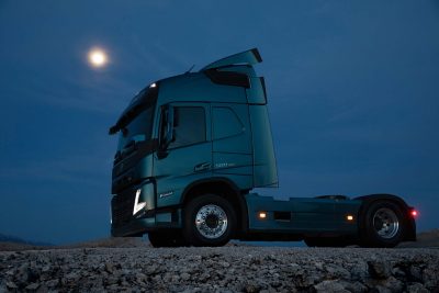 The upright profile of the Volvo FM.