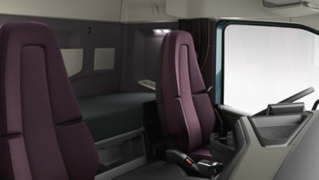 Space and storages in the Volvo FM cab.