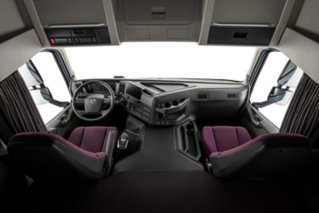 Volvo FM cab interior overview.
