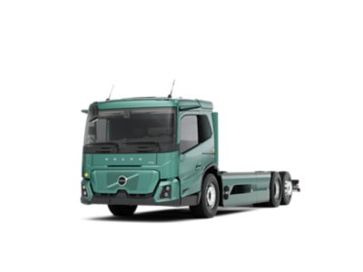 Volvo FM Low Entry truck shown in a clean studio setting from a front three‑quarter angle.