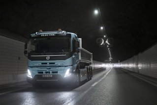 Volvo FMX Electric truck - driving on road