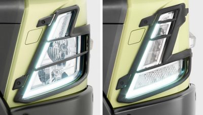 The iconic Volvo FMX headlamps in two versions.