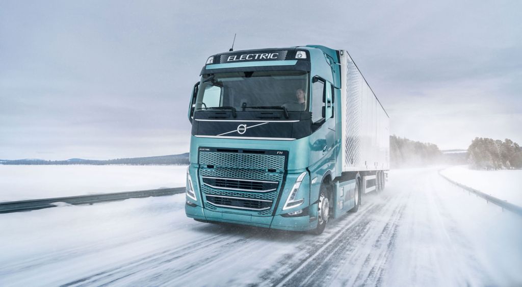 Volvo truck on ice road