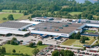 an aerial shot of a Volvo factory in Sweden