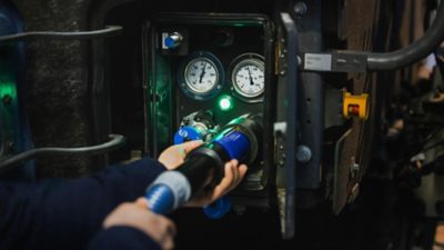 Close-up view of hydrogen refueling