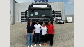 volvo truck with people