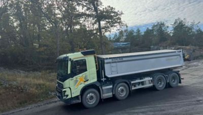 volvo trucks on road
