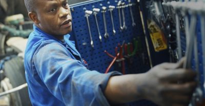 Volvo trucks servicing mechanic wrenches