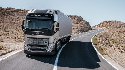 Volvo FH long haul truck driving on road