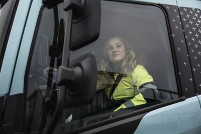 Volvo electric truck driver