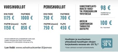 Volvo Truck Center huoltotarjoukset 2024