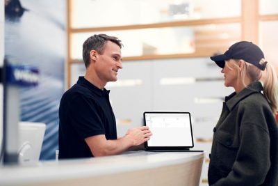 Sales rep showing Volvo Connect to customer
