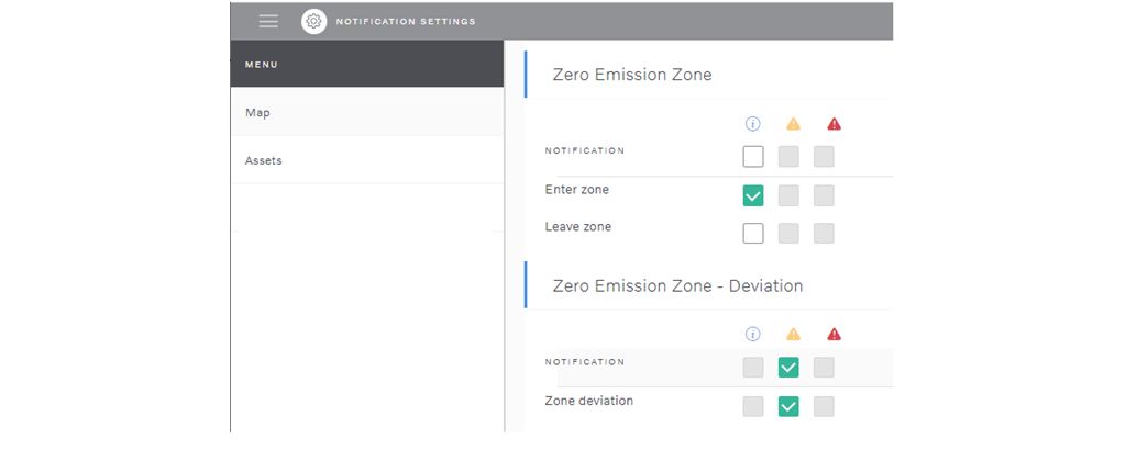 Notifications for Zero Emission Zones